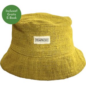 HEMPKOO Bucket Hat - Duurzaam Hennep Vissershoedje – Hoed Heren/Dames - Handgemaakt in Nepal – Lemon