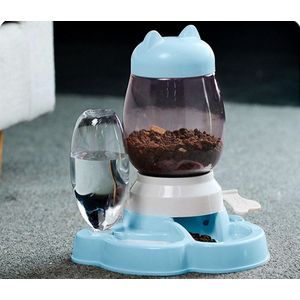 Automatische voerbak - Voerbak - Hond en kat - Waterbak  - Voerautomaat voor hond en kat - Voer en drinkbak combinatie - Water dispenser – Drinkbak – Lichtblauw – model 2