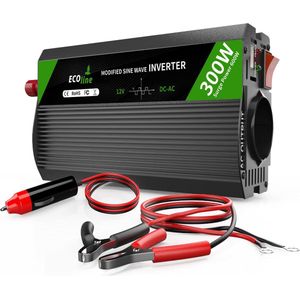 EcoLine - Omvormer 12V Naar 220V / 230V sigarettenaansteker - 300w / 600w Vermogen - Gemodificeerde Sinus - Auto omvormer- stopcontact - autolader.