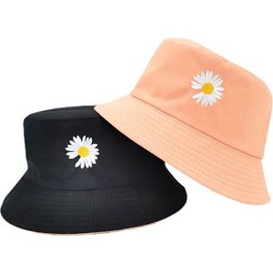 Bucket hat - Bloem - 2 in 1 - Dames - Heren - Zonnehoedje - Vissershoedje - Vissers Hoed - Dubbel - Oranje - Zwart