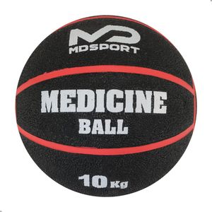 MDsport - Medicijnbal 10KG - Medicinebal 10KG - Rubber - Top kwaliteit - Zwart/Rood