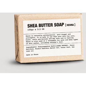 SAFWAH Biologische Shea Boter Zeep met Henna 150 gram - Handgemaakt met Shea Butter, verrijkt met Henna Leaf en Tea Tree Oil - Verzachtend en voedend voor huid en haar