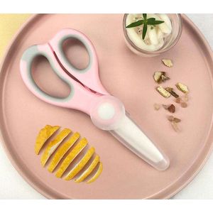 Without Lemon - Babyvoeding Schaar - Kindervoeding - Keukenschaar - Voedsel snijder - Keramisch - Antiroest - Roze