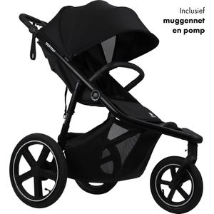 Deryan Luxe Bolt hardloop kinderwagen - Jogging buggy - Runner - Inclusief muggennet en pomp - Zwart