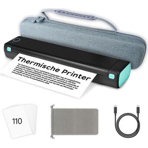 Thermal Printer - Portable Printer A4 - Draagbare Printer A4 - Incl. 110 Vellen + Draagtas - Afdrukken met Telefoon of Computer - Kerstcadeau - Thermische Printer A4 - Draagbare Draadloze Printer - Portable Printer Wireless - Thermal Printer Mini