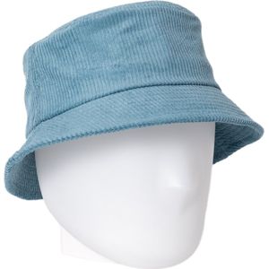 Corduroy bucket hat met opbergvakje - mybuckethat - blauw - vissershoedje - ribbelstof met rits