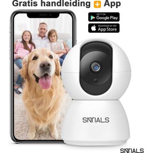 SNTIALS - 1080p Huisdiercamera Met App - 32GB SD Kaart - Full HD Resolutie - Indoor - Beveiligings Camera - Bewaking - Volgt Beweging en Geluidsdetectie - Twee-weg Communicatie Met Microfoon En Speaker - 30 Dagen garantie - Cadeau Sinterklaas