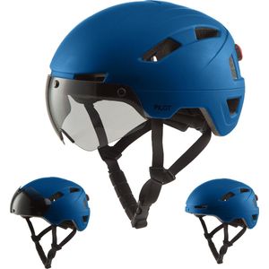 GOOFF® PILOT 3 in 1 speed pedelec helm met afneembaar vizier - matgrijs - lichtgewicht snorfiets helm - NTA gecertificeerd - geschikt snorscooter - voor mannen en vrouwen (Blauw, S)
