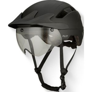 GOOFF® PILOT 4 in 1 speed pedelec helm met afneembaar vizier en regencap - transparant vizier - lichtgewicht snorfiets helm - NTA gecertificeerd speedpedelec helm - maat L - voor vrouwen en mannen