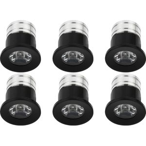 LED Veranda Spot Verlichting 6 Pack - Velvalux - 3W - Natuurlijk Wit 4000K - Inbouw - Rond - Mat Zwart - Aluminium - Ø31mm