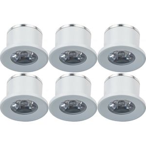 Voordeelpak LED Veranda Spot Verlichting 6 Pack - Velvalux - 1W - Natuurlijk Wit 4000K - Inbouw - Dimbaar - Rond - Mat Wit - Aluminium - Ø31mm