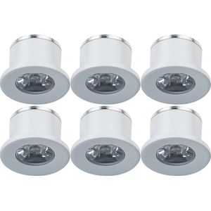 Voordeelpak LED Veranda Spot Verlichting 6 Pack - Velvalux - 1W - Natuurlijk Wit 4000K - Inbouw - Rond - Mat Wit - Aluminium - Ø31mm