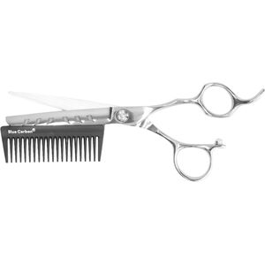 Blue Carbon X TITAN® - Kapperskam en schaar in één - Kamschaar - Snel haren knippen - Barber Kam - Knipkam - Haaraccessoires