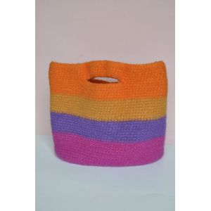 Aifcandles Gehaakte Multicolor Handtas - Pink - Paars - Crochet