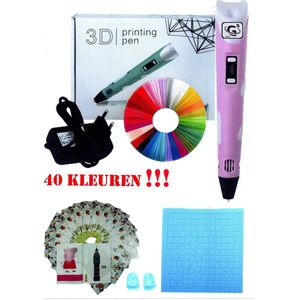 G G 1989 - 3D pen - 3D pen starterspakket - Rose - 89 meter filament in 23 kleuren - sjablonenboek - penhouder - adapter