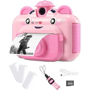 BP - Kindercamera met Fotoprinter - Roze - Multifunctionele Camera - Foto & Video