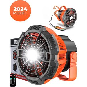 BP® Tent Ventilator - Draagbare Ventilator - Mini Ventilator - Tafelventilator - Kleine Ventilator - Handventilator - LED Verlichting & Powerbank - USB Oplaadbaar - Met afstandsbediening