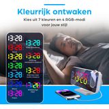 BP - Digitale Wekker - Projectiewekker Wit - Snooze Functie & Dubbel Alarm