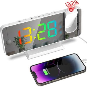 BP - Digitale Wekker - Projectiewekker Wit - Snooze Functie & Dubbel Alarm