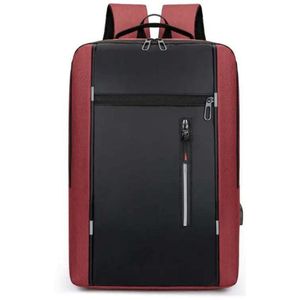 Laptop rugzak- Rode kleur - 43 cm lengte, 31 cm breedte- 12 cm diepte - 15 liter inhoud- 0,5 kg-met USB- anti theft en waterdicht