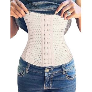 Waist trainer - korset - beige - taille band - corrigerend - correctie lichaamsvorm - tailletrimmer - compressie - elastisch - rekbaar - haken en ogen - gewichtsverlies - afslanken