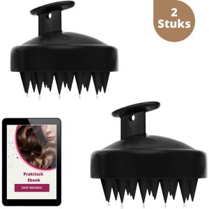 Scalp Massager - 2 stuks - Hoofdhuid Massage Borstels - Hair Brush - Haargroei Versneller - Scalp Massage Brush - Scrub - Hoofdhuid Borstel - Siliconen Haarborstel - Hair Brush - Haarborstel - Zwart