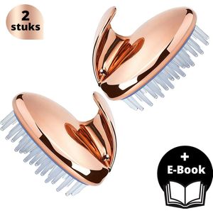 BeautyFit - Scalp Massager PRO - 2 stuks - Inclusief E-book - Goud - Anti roos - Shampoo Brush - Scalp Brush - Hoofdhuid Massage Borstels - Haargroei Versneller - Haargroei Producten - Haarborstel