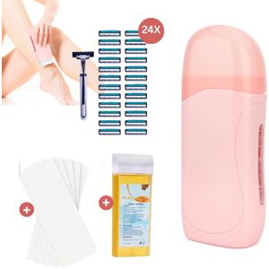 BeautyFitXL® - Wax Apparaat - Ontharingsapparaat - Roller Ontharen - scheermesjes - Waxstrips 25pcs - Ontharingspad - Kristalpad - Ontharing - Wax Roller Kit - Harspatroon Verwarmer - Wax Stick