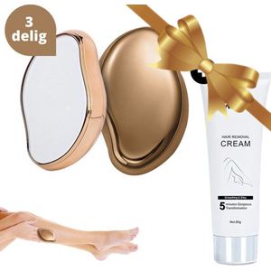 BeautyFit® - Crystal Hair removal 2 x + ontharingscreme - Kristalpad - Haarverwijderaar - Ontharing - Epilator - Ladyshave - Scrubi - Ontharingspad - Goud
