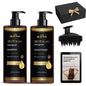 BeautyFit® - Haargroei Complete Set PRO - Shampoo - Conditioner - Scalp Massager - 3-delig - Incl. Ebook - Haargroei Producten Mannen Vrouwen - Biotine - Haar Versneller - Beschadigd Haar - Haar Vitamines - Incl. Ebook - Black Friday Deals 2025