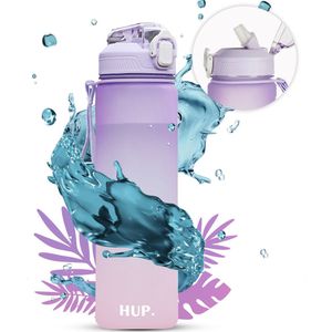 Hup. Waterfles Met Rietje - Waterfles 1 Liter - Motivatie Drinkfles - Bidon 1 L – BPA- & Lekvrij