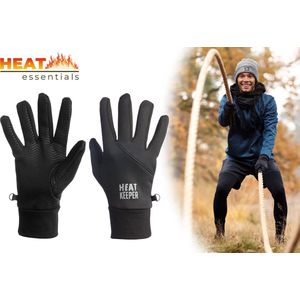 Heat Essentials - Sport Handschoenen met Grip - Zwart - S/M - Unisex - Thermo Handschoenen Heren - Handschoenen Dames - Voetbal handschoenen