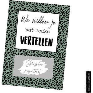 We willen je wat leuks vertellen kleur - DIY kraskaart - Inclusief Kraft envelop - speciaal moment