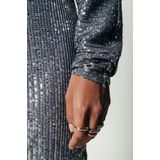 Colourful Rebel - Belle Sequins Deep V-Neck Mini Dress - Grijs - Jurk