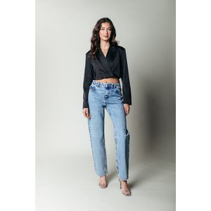 Colourful Rebel - Jones Rhinestones - Broek - Lichtblauw - Denim