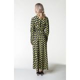 Colourful Rebel Gebloemde Wikkeljurk Vivian Geel/ Zwart