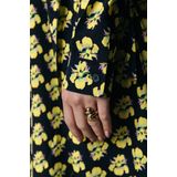 Colourful Rebel Gebloemde Wikkeljurk Vivian Geel/ Zwart