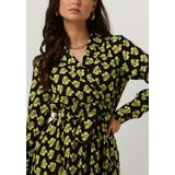 Colourful Rebel Gebloemde Wikkeljurk Vivian Geel/ Zwart