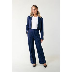 Colourful Rebel - Pinstripe Straight Leg Broek - Blauw - Viscose
