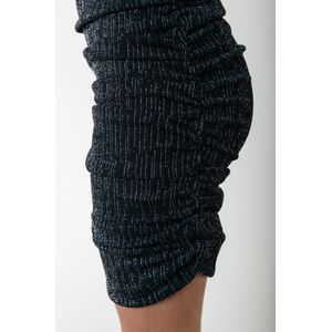 Colourful Rebel - Bryssa Lurex Strepen - Gewatteerde Jurk - Zwart