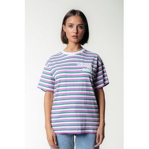 Colourful Rebel Puff Logo Stripe Loosefit Tee - Roze - Dames Top
