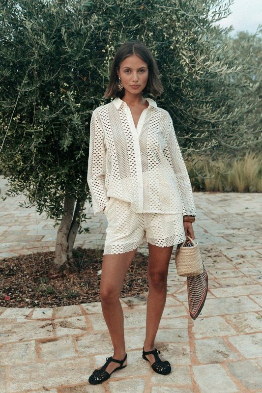 Colourful Rebel - NOLITA CROCHET SHORT - Korte Broek - Wit - Katoen