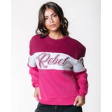 Colourful Rebel - Boxy Sweat - Donkerrood/Wit/Felroze - Oversized