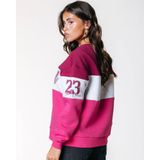 Colourful Rebel - Boxy Sweat - Donkerrood/Wit/Felroze - Oversized