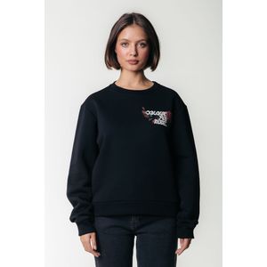 Colourful Rebel - Flower Logo Wave Relaxed Sweat - Zwart - Sweater