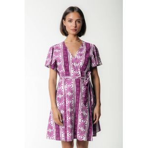 Colourful Rebel - Palm Wrap Jurk - Paars - Dames - Regular Fit