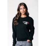 Colourful Rebel - Flower Logo Wave Relaxed Sweat - Zwart - Sweater