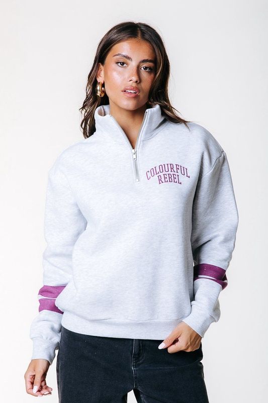 Colourful Rebel - WS417101 - Damestrui - Met Halve Rits - Print op de Borst