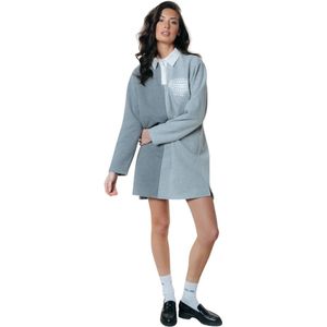 Colourful Rebel - Ninny Polo Sweat Jurk - Grijs - Shirtjurken