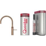 Quooker Fusion Round messing patina met COMBI+ boiler en CUBE reservoir 5-in-1 kokend water kraan